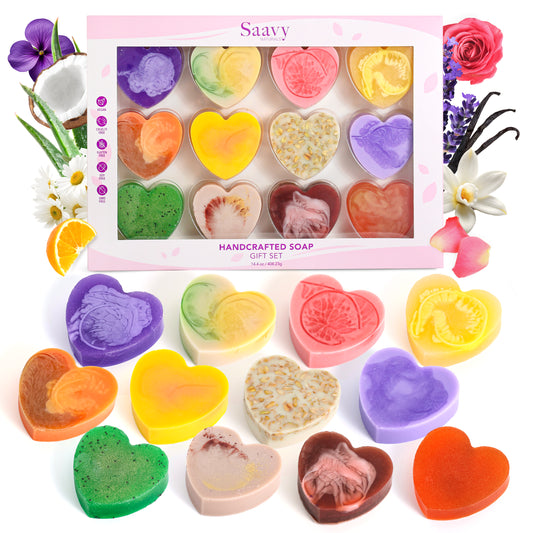 12-Pack Heart Artisan Soap valentine's Gift Set
