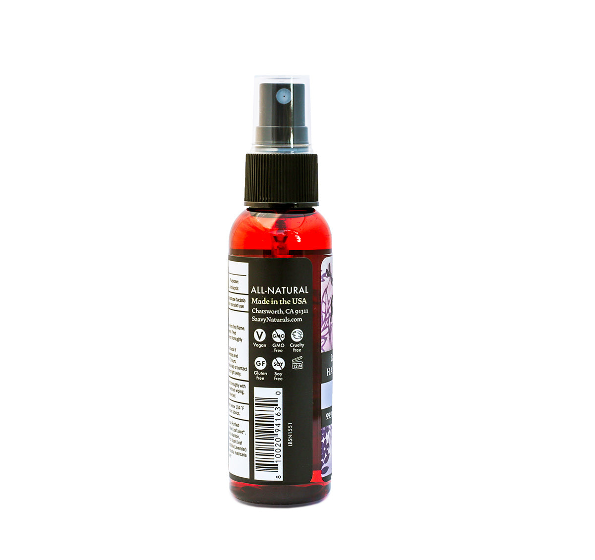 Lavender Chamomile Hand Sanitizer 2oz - label